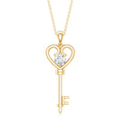 Certified Moissanite Heart and Key Pendant Necklace D-VS1 - Rosec Jewels
