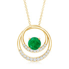 Natural Half Carat Emerald Double Circle Necklace with Diamond AAA - Rosec Jewels