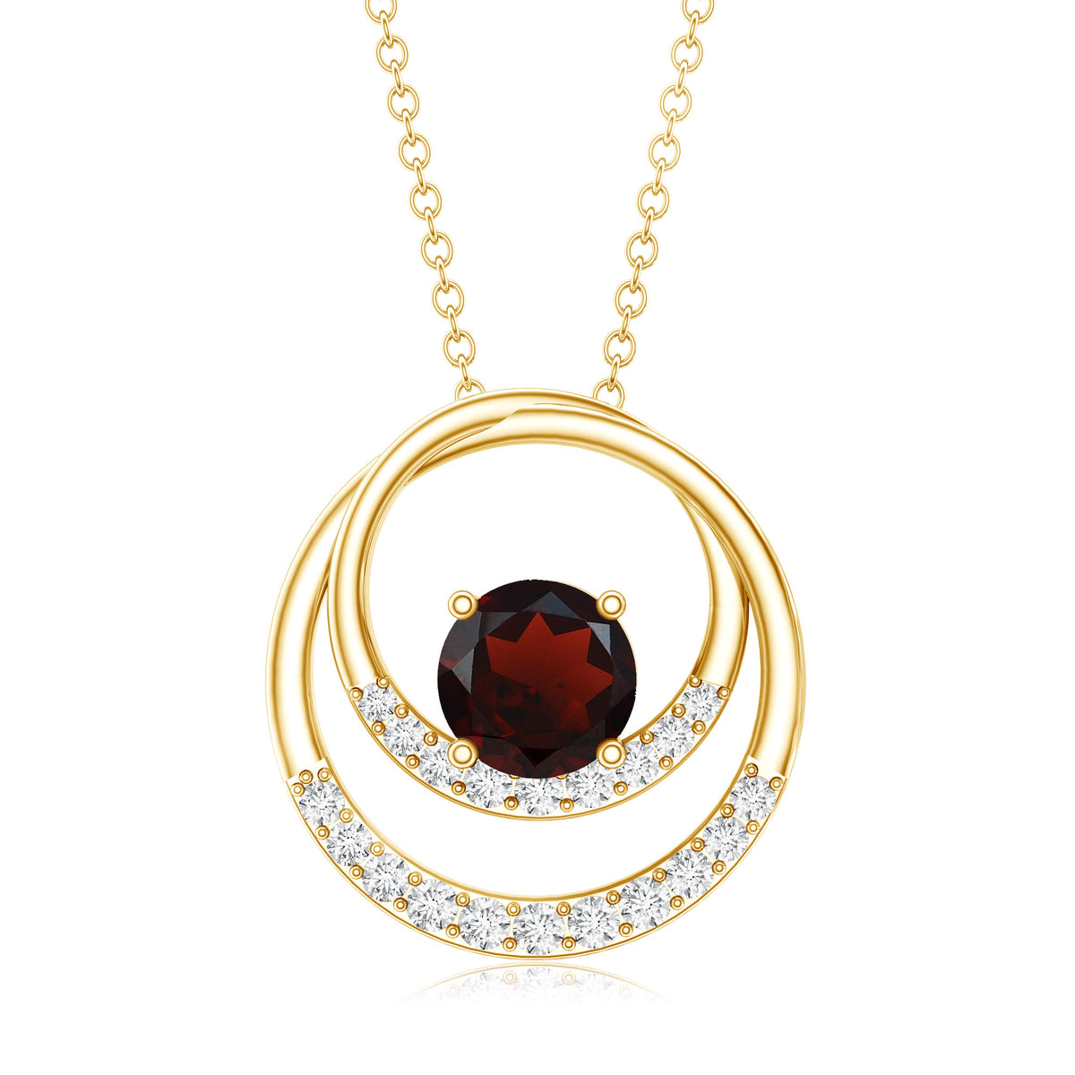 Garnet and Diamond Promise Eternity Pendant Necklace AAA - Rosec Jewels