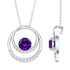 Natural 1.2 Carat Amethyst Eternity Necklace with Diamond AAA - Rosec Jewels