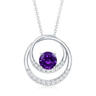 Natural 1.2 Carat Amethyst Eternity Necklace with Diamond AAA - Rosec Jewels