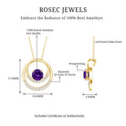 Natural 1.2 Carat Amethyst Eternity Necklace with Diamond AAA - Rosec Jewels