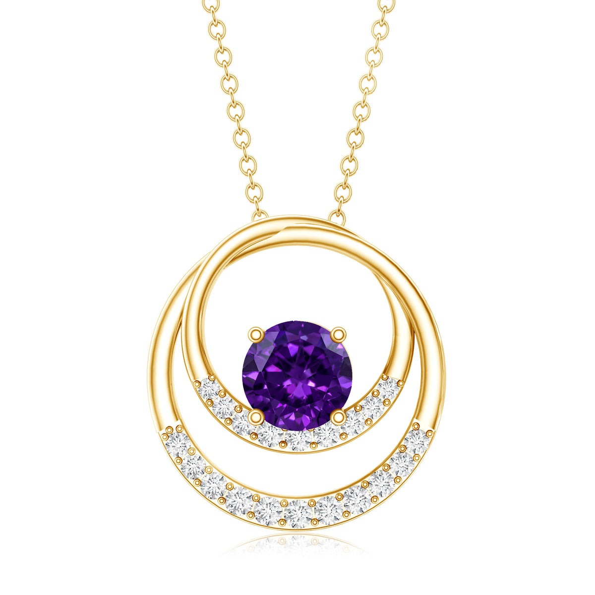 Natural 1.2 Carat Amethyst Eternity Necklace with Diamond AAA - Rosec Jewels