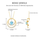 Natural Aquamarine Eternity Circle in Circle Necklace with Diamond AAA - Rosec Jewels