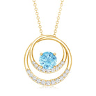Natural Aquamarine Eternity Circle in Circle Necklace with Diamond AAA - Rosec Jewels