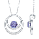 Real Tanzanite and Diamond Open Circle Pendant AAA - Rosec Jewels