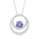 Real Tanzanite and Diamond Open Circle Pendant AAA - Rosec Jewels