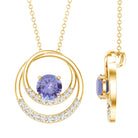Real Tanzanite and Diamond Open Circle Pendant AAA - Rosec Jewels