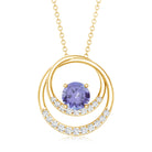 Real Tanzanite and Diamond Open Circle Pendant AAA - Rosec Jewels