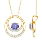 Real Tanzanite and Diamond Open Circle Pendant AAA - Rosec Jewels