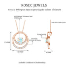 Natural Ethiopian Opal Double Circle Pendant Necklace with Diamond AAA - Rosec Jewels