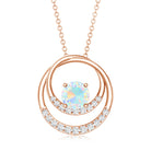 Natural Ethiopian Opal Double Circle Pendant Necklace with Diamond AAA - Rosec Jewels