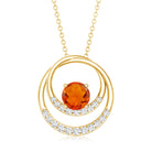 Real Fire Opal and Diamond Open Circle Pendant AAA - Rosec Jewels