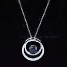 Lab Grown Blue Sapphire and Moissanite Promise Necklace AAAA - Rosec Jewels