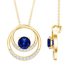 Lab Grown Blue Sapphire and Moissanite Promise Necklace AAAA - Rosec Jewels