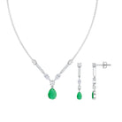 Certified Real Emerald Bridal Necklace and Earrings Set AAA - Rosec Jewels
