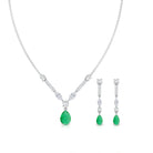 Certified Real Emerald Bridal Necklace and Earrings Set AAA - Rosec Jewels