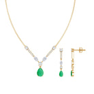 Certified Real Emerald Bridal Necklace and Earrings Set AAA - Rosec Jewels