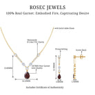 Garnet Drop & Dangle Necklace and Earrings Set with Moissanite AAA - Rosec Jewels