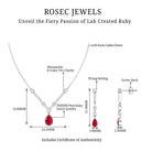 Lab Created Ruby and Moissanite Teardrop Necklace Earrings Set AAAA - Rosec Jewels