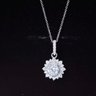 Round Moissanite Halo Necklace with Beaded Detailing D-VS1 - Rosec Jewels