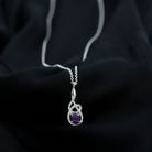 Designer Round Amethyst and Diamond Twisted Drop Pendant Amethyst - ( AAA ) - Quality - Rosec Jewels