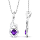 Designer Amethyst and Diamond Teardrop Pendant Necklace AAA - Rosec Jewels