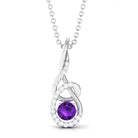Designer Amethyst and Diamond Teardrop Pendant Necklace AAA - Rosec Jewels