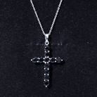 Natural Black Onyx Cross Pendant Necklace for Women AAA - Rosec Jewels