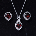 Real Garnet and Diamond Infinity Heart Jewelry Set AAA - Rosec Jewels