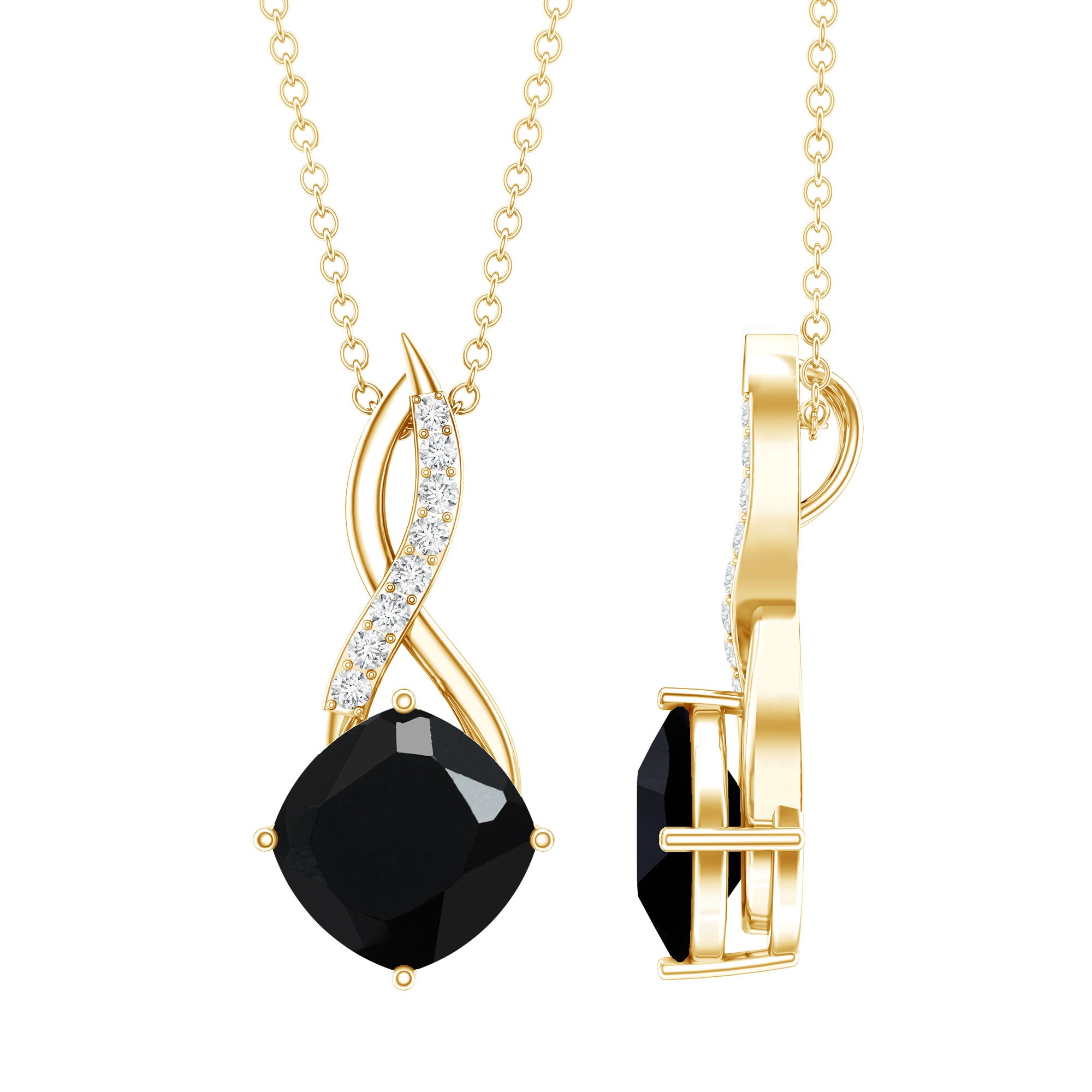 2.83 Carat Cushion Lab Grown Black Diamond Infinity Necklace AAAA ( Synthetic ) - Rosec Jewels
