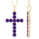 Natural Amethyst Cross Pendant Necklace with Chain AAA - Rosec Jewels