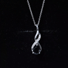 1 Carat Pear Shape Black Onyx Infinity Necklace with Diamonds AAA - Rosec Jewels