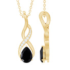 1 Carat Pear Shape Black Onyx Infinity Necklace with Diamonds AAA - Rosec Jewels