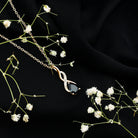1 Carat Pear Shape Black Onyx Infinity Necklace with Diamonds AAA - Rosec Jewels