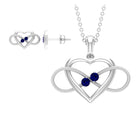 Lab Grown Blue Sapphire Infinity Heart Jewellery Set Lab Created Blue Sapphire - ( AAAA ) - Quality - Rosec Jewels