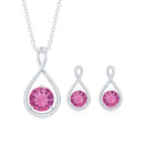 Genuine 2 Carat Pink Tourmaline Infinity Necklace and Earrings Set AAA - Rosec Jewels