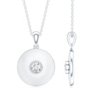 Certified Round Moissanite Disc Necklace in Bezel Setting D-VS1 - Rosec Jewels