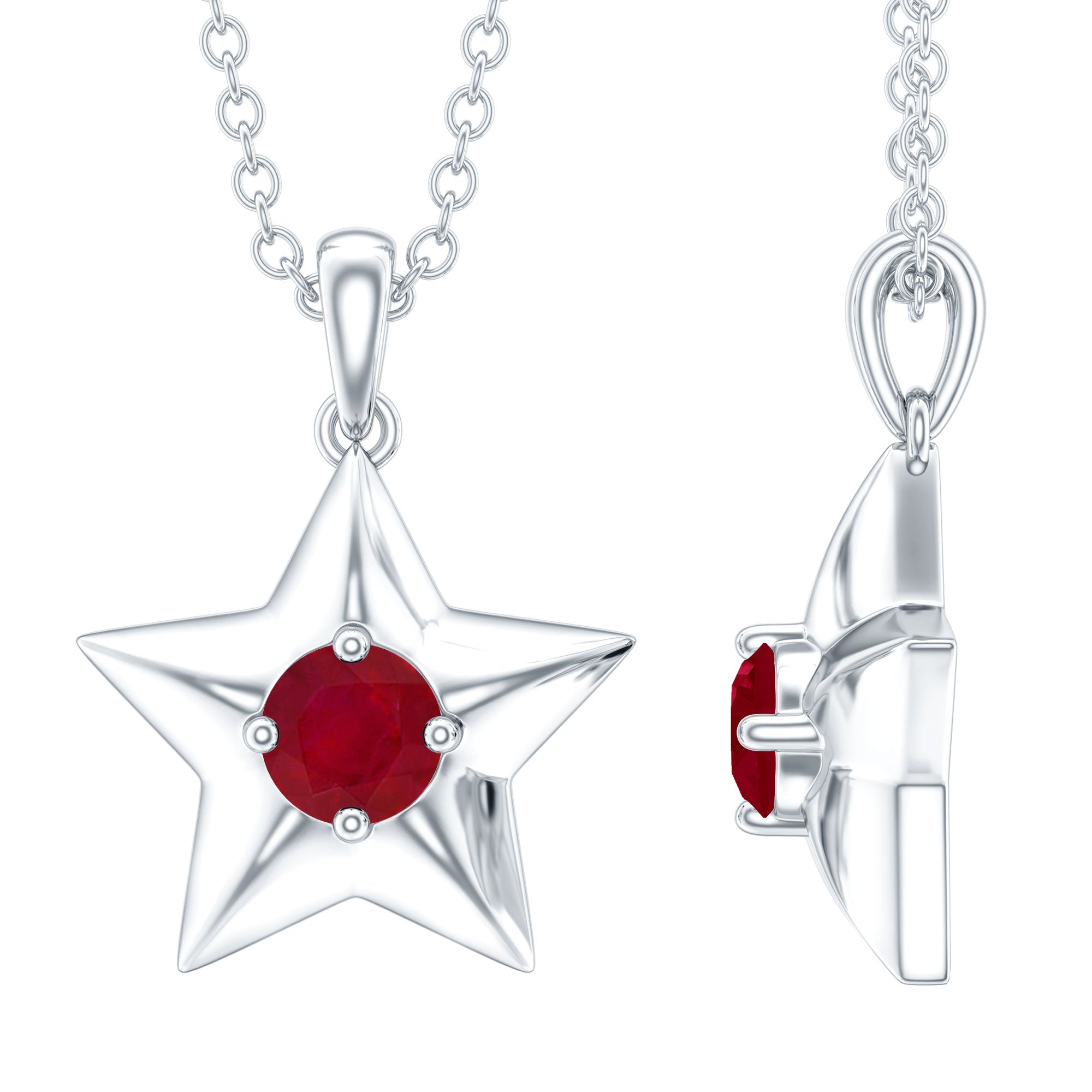 Genuine Ruby Star Pendant for Women AAA - Rosec Jewels