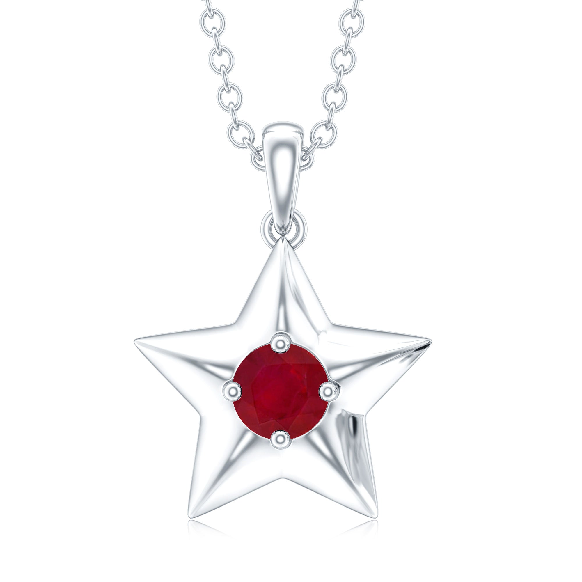Genuine Ruby Star Pendant for Women AAA - Rosec Jewels