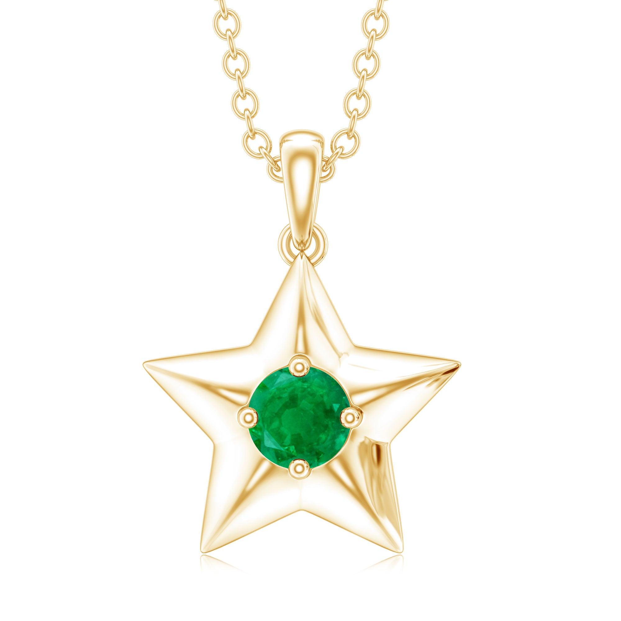 Natural Half Carat Emerald Star Pendant Necklace for Women AAA - Rosec Jewels