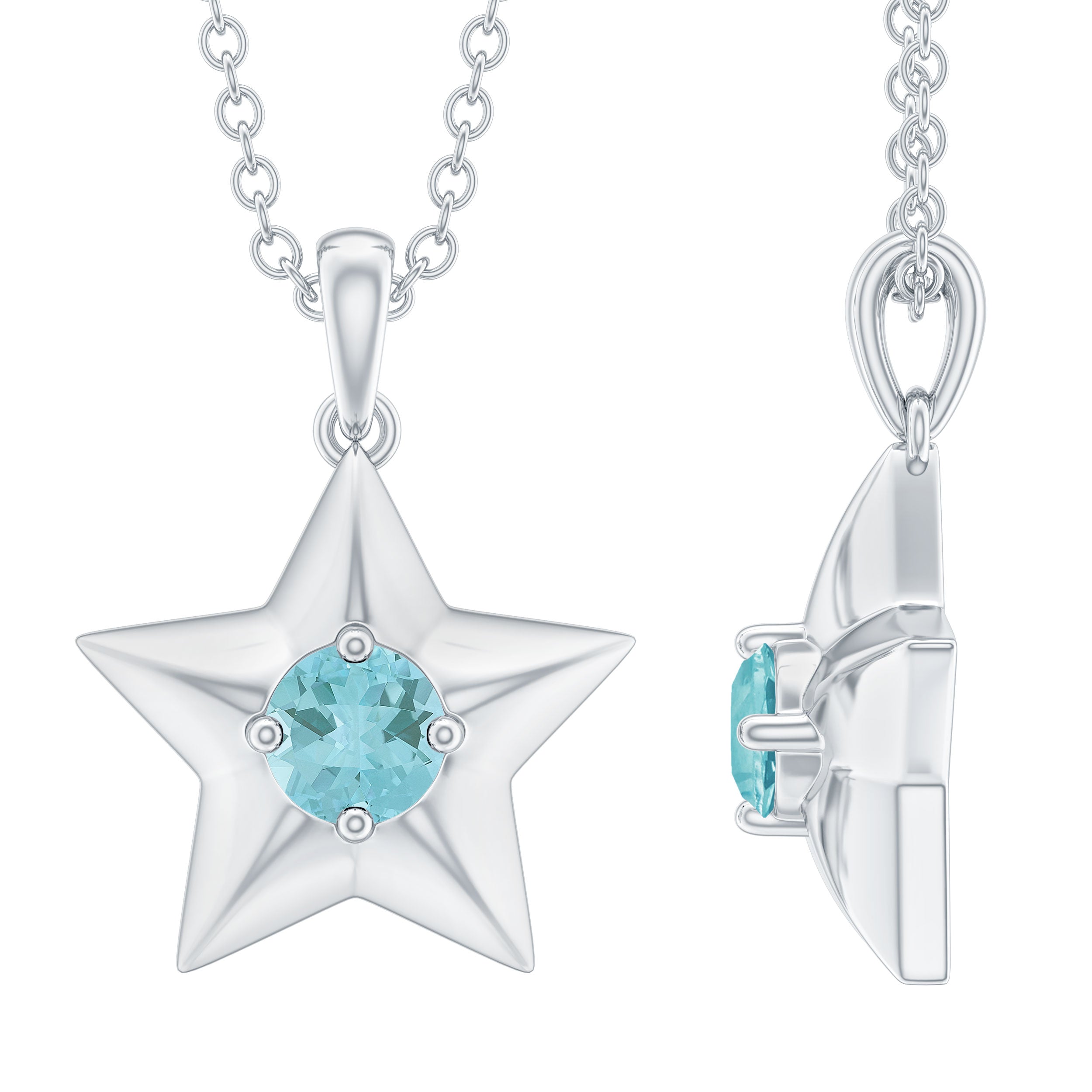 1/4 CT Sky Blue Topaz and Star Pendant Necklace Sky Blue Topaz - ( AAA ) - Quality - Rosec Jewels