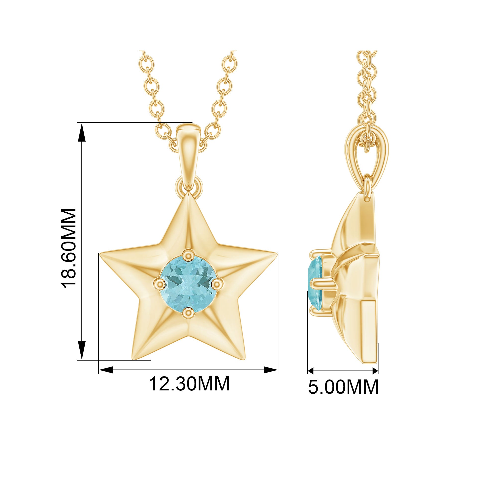 1/4 CT Sky Blue Topaz and Star Pendant Necklace Sky Blue Topaz - ( AAA ) - Quality - Rosec Jewels