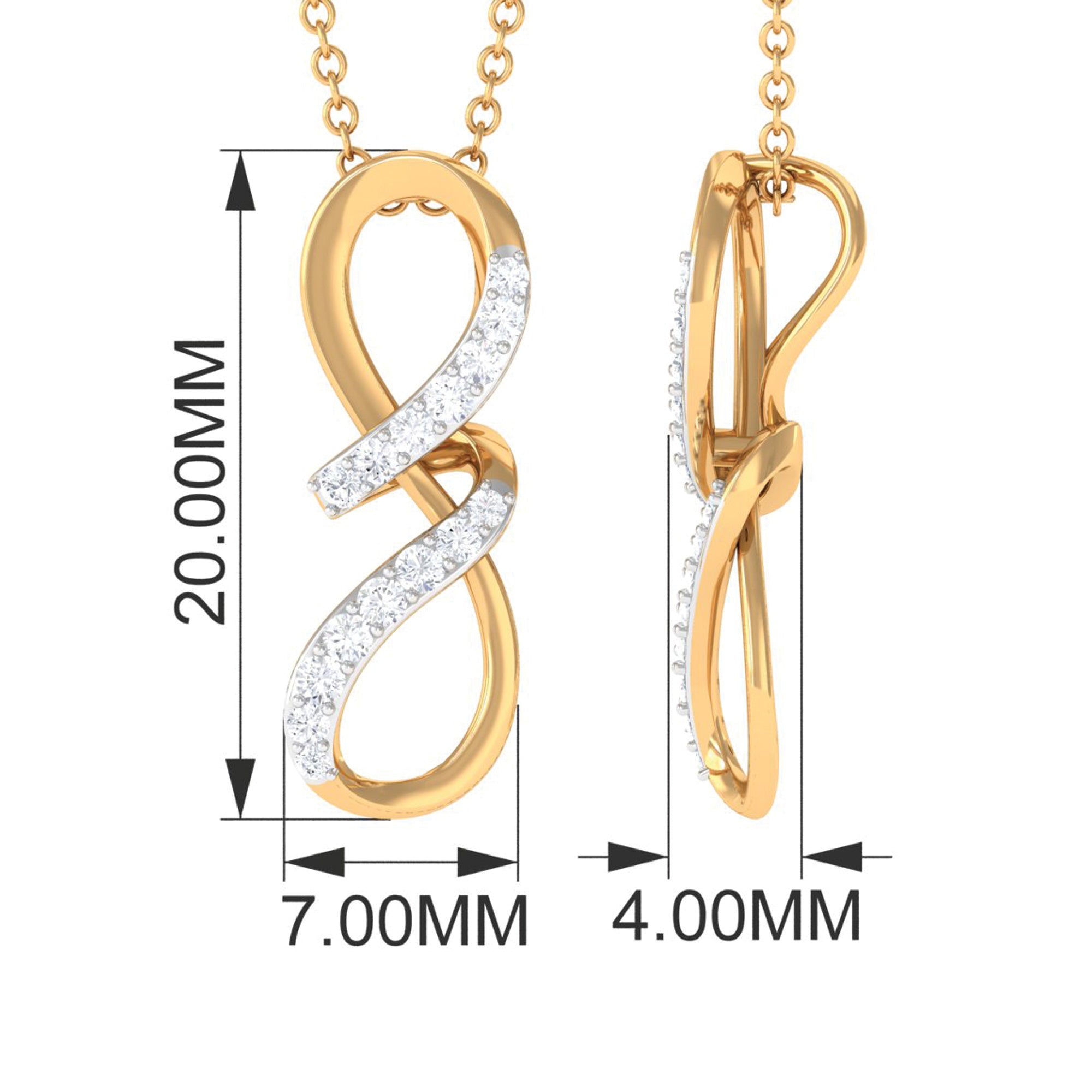 Rosec Jewels-Two Tone Diamond Infinity Twisted Pendant