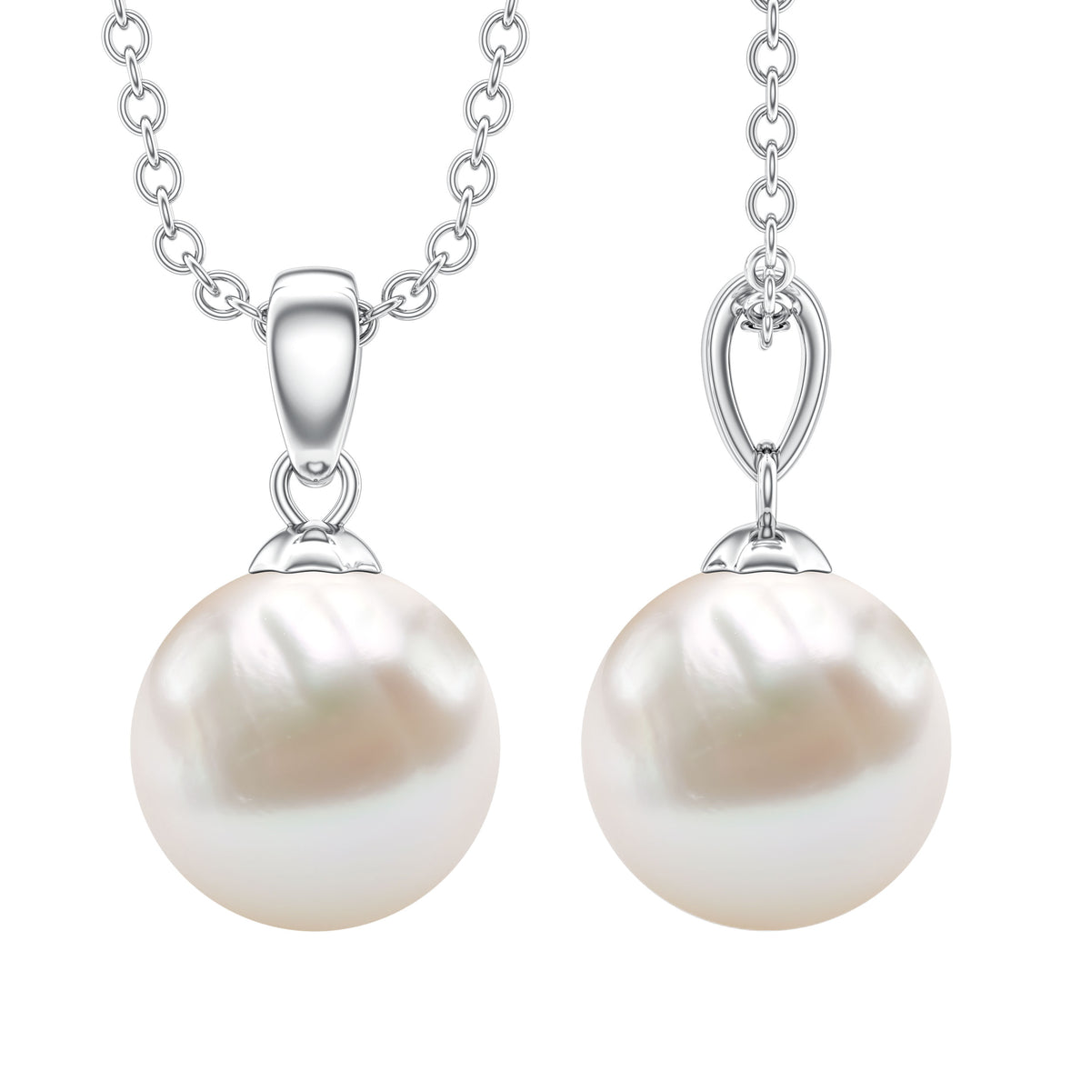 Natural 7.4 Carat Freshwater Pearl Solitaire Drop Necklace With Chain