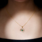Real Emerald and Diamond Evil Eye Pendant Necklace AAA - Rosec Jewels