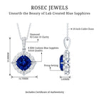 Vintage Inspired Lab Grown Blue Sapphire and Diamond Necklace AAAA - Rosec Jewels