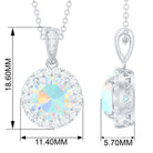 Real Ethiopian Opal and Moissanite Halo Pendant Necklace Ethiopian Opal - ( AAA ) - Quality - Rosec Jewels