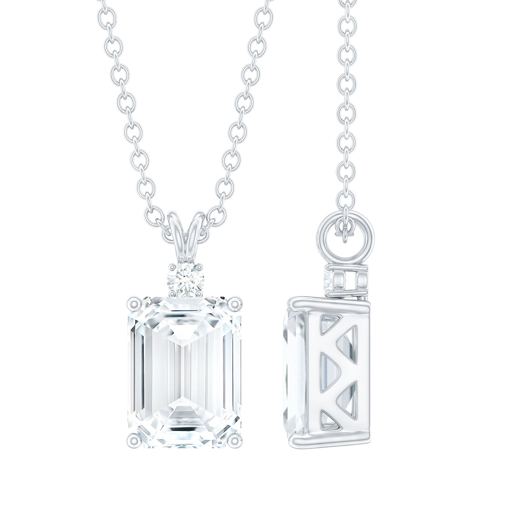 Emerald Cut Moissanite Solitaire Pendant Necklace
