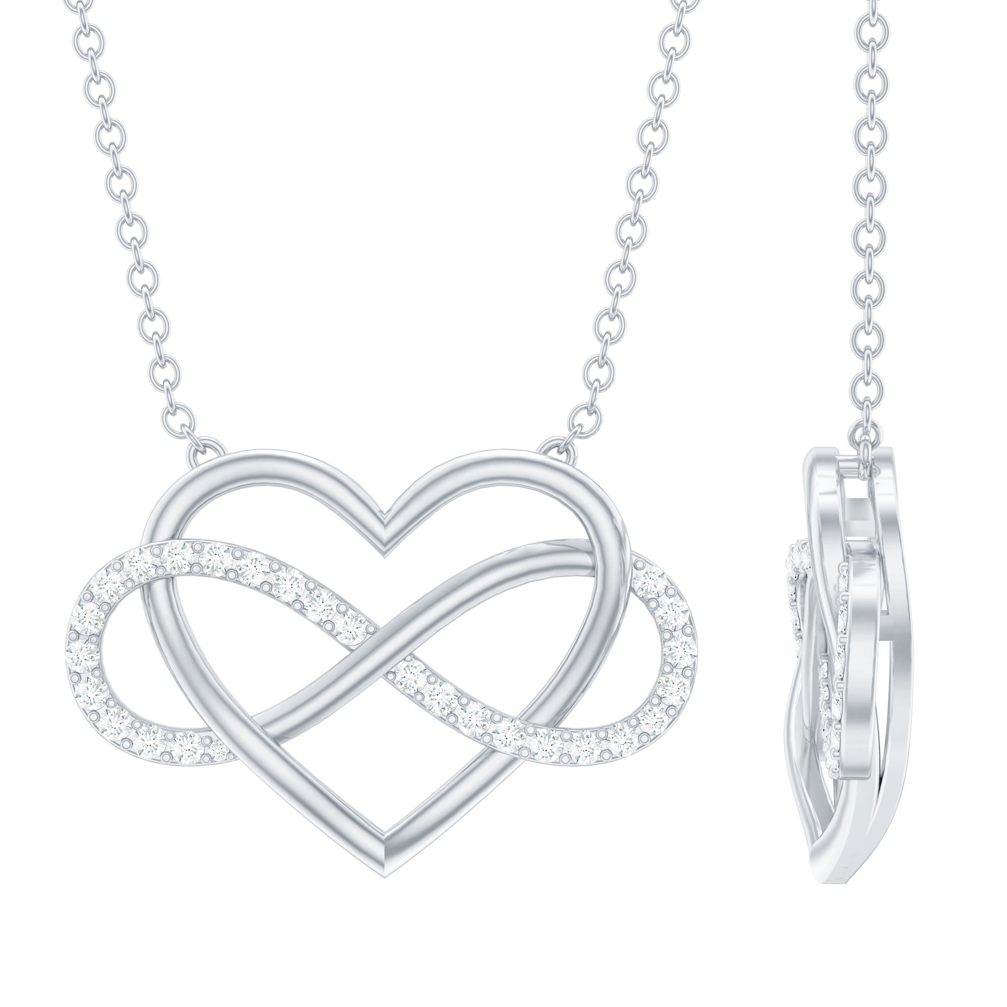 Moissanite Infinity Heart Necklace In Sterling Silver